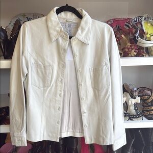 GORGEOUS RARE, Vintage GAP Bright White Leather Button-Up Jacket/S